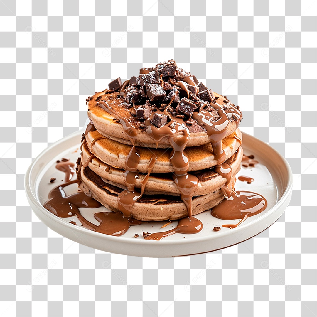 Panquecas com Cobertura de Chocolate PNG Transparente