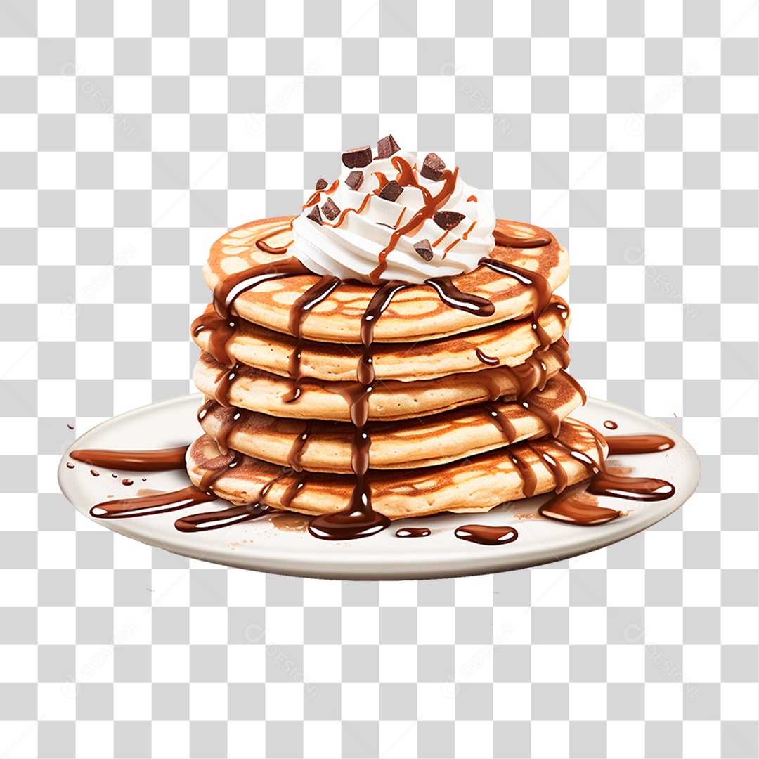 Panquecas com Cobertura de Chocolate PNG Transparente