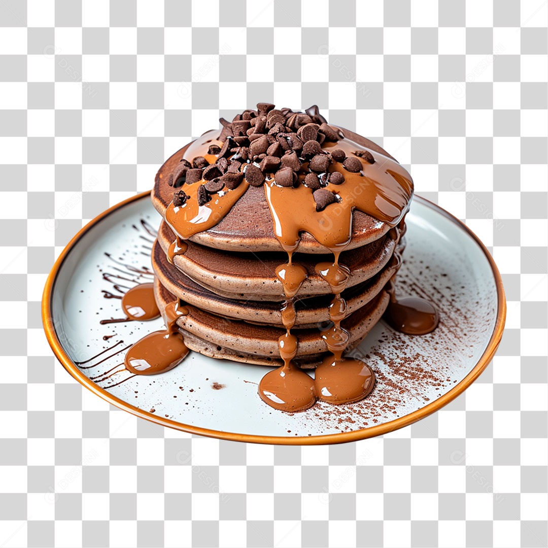 Panquecas com Cobertura de Chocolate PNG Transparente