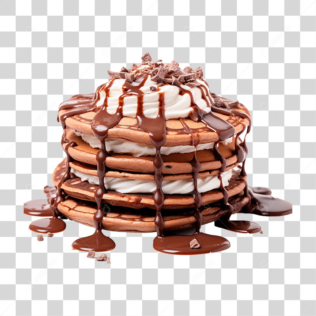 Panquecas com Cobertura de Chocolate PNG Transparente