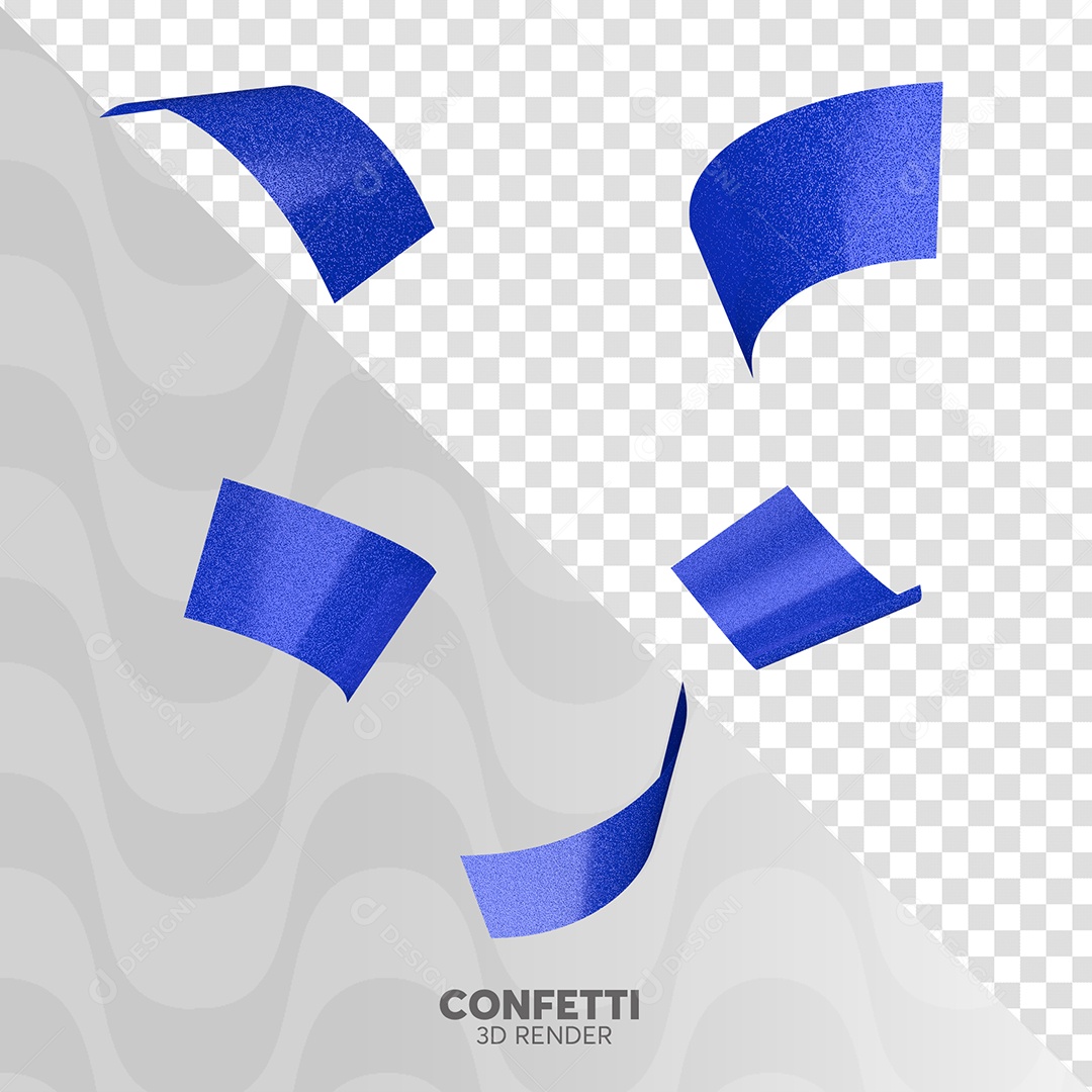 Elemento 3D Confetti de Carnaval Azul para Composição PSD