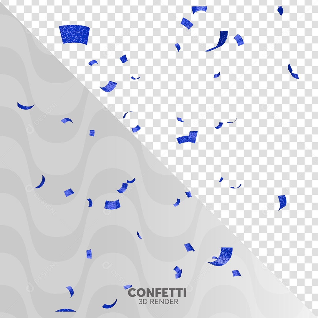 Confetti de Carnaval Elemento 3D Azul para Composição PSD