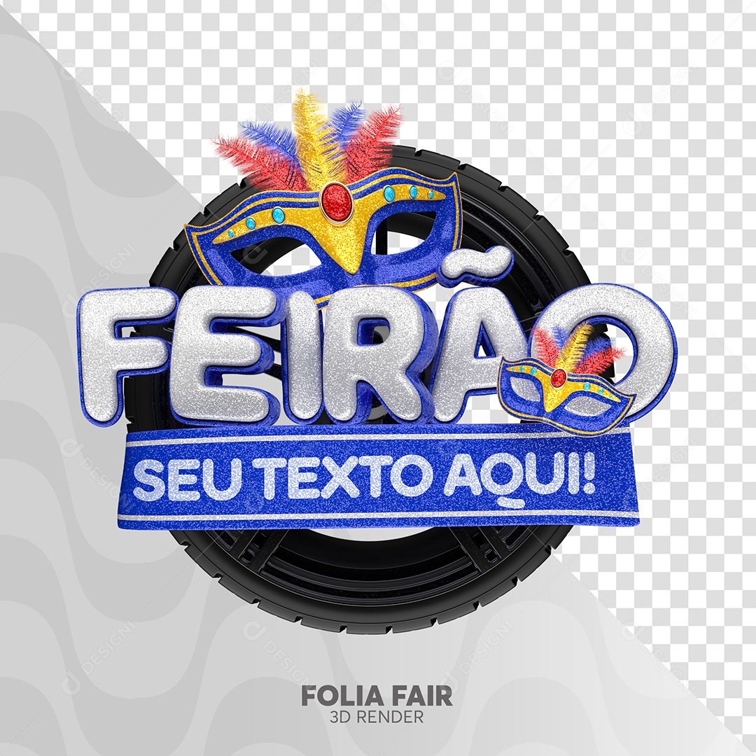 Feirão Selo 3D Cinza e Azul para Composição PSD