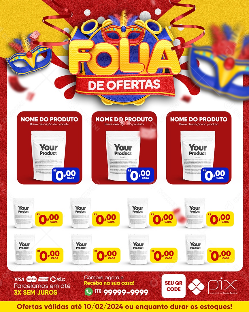 Social Media Encarte Folia de Ofertas Supermercado Produtos PSD Editável