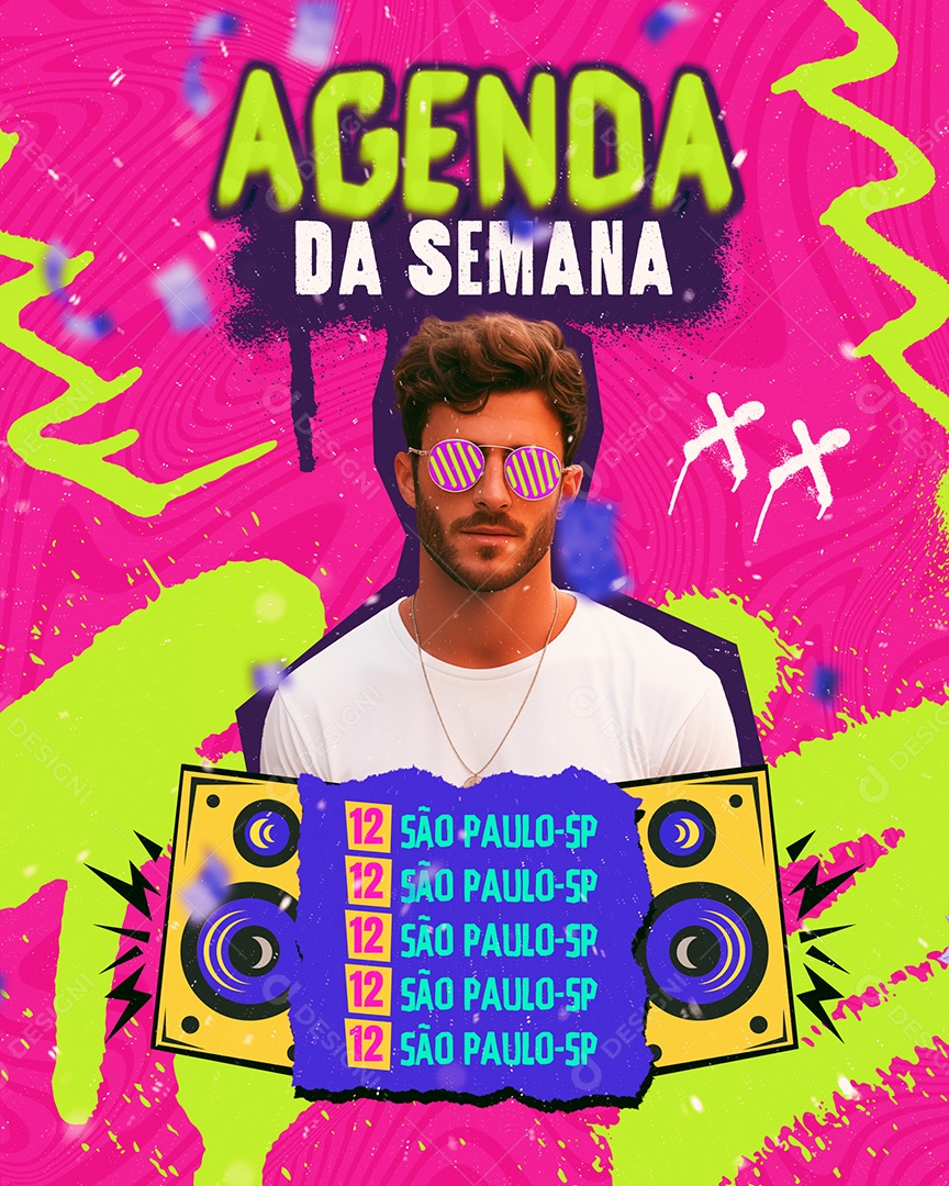 Flyer Carnaval Agenda da Semana Social Media PSD Editável