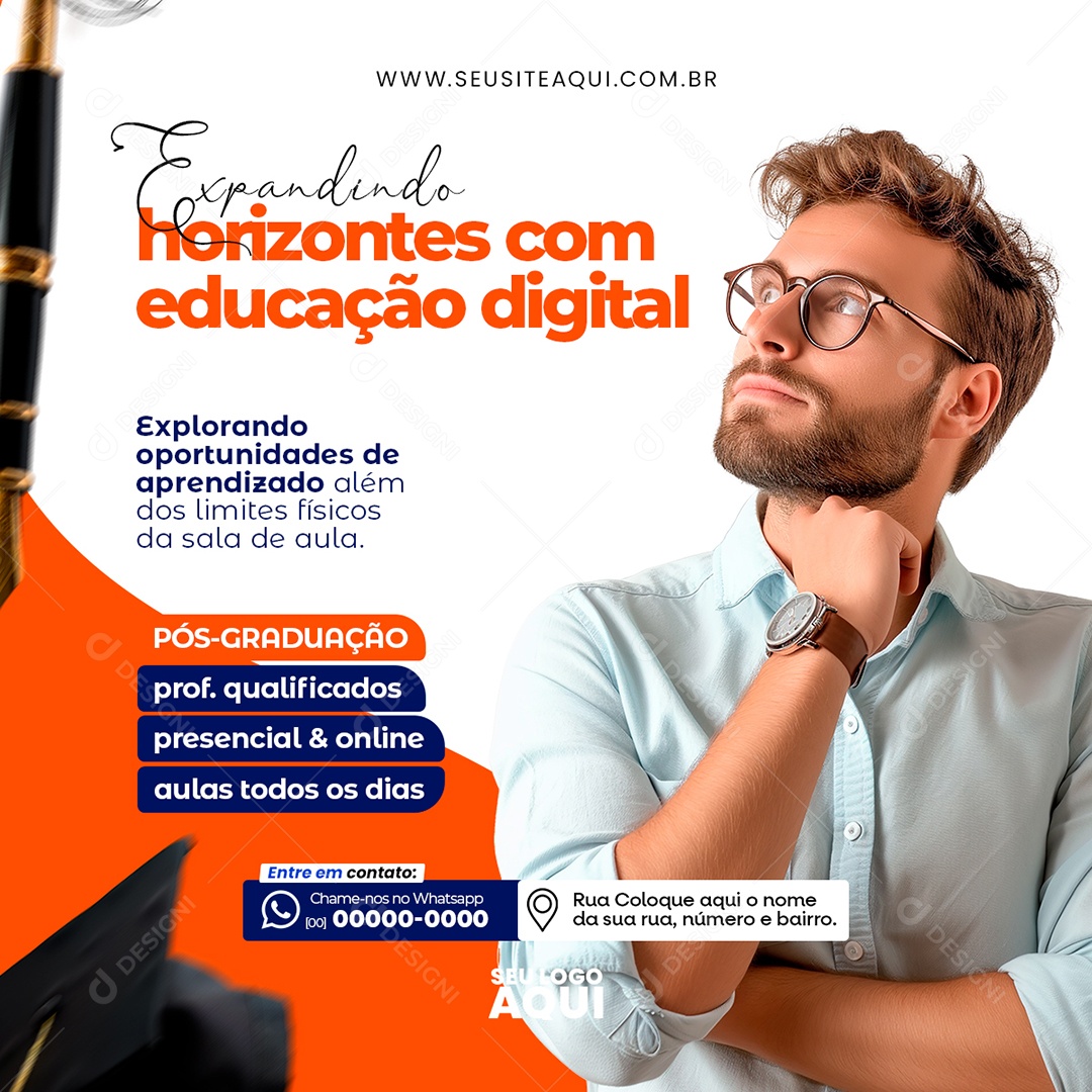 Feed Expandindo Horizontes com Educação Digital Social Media PSD Editável