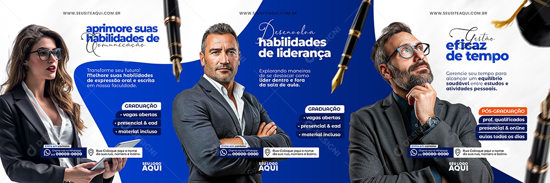 Carrossel Aprimore sua Habilidades de Comunicação Social Media PSD Editável