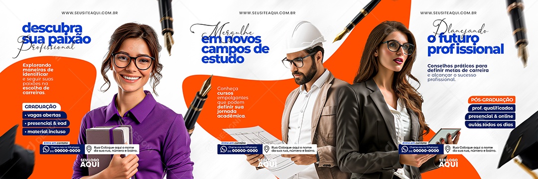 Carrossel Descubra sua Paixão Profissional Social Media PSD Editável