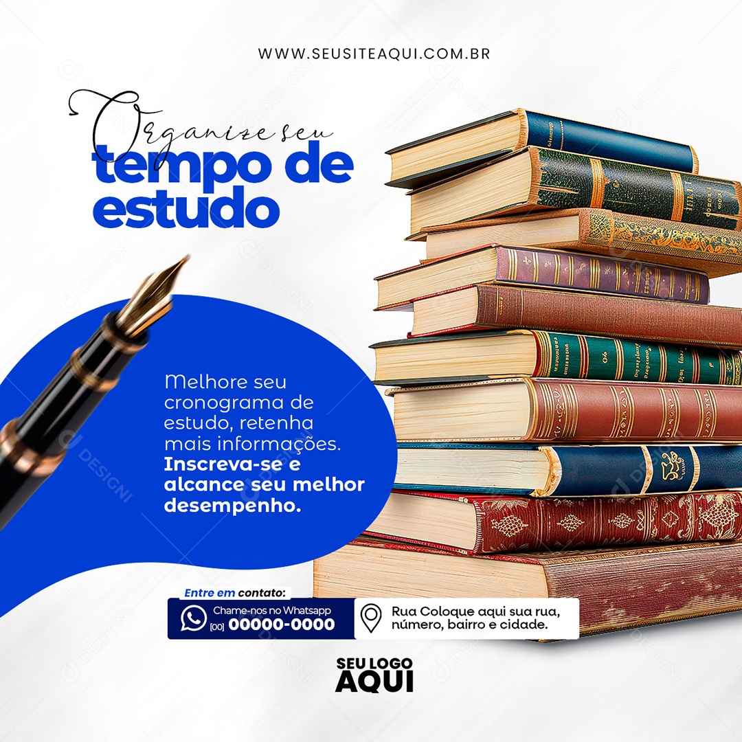 Organise seu Tempo de Estudo Social Media PSD Editável