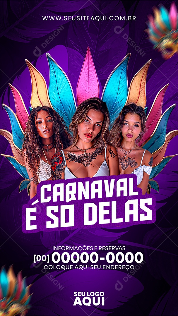 ´Story Carnaval é só Delas Social Media PSD Editável
