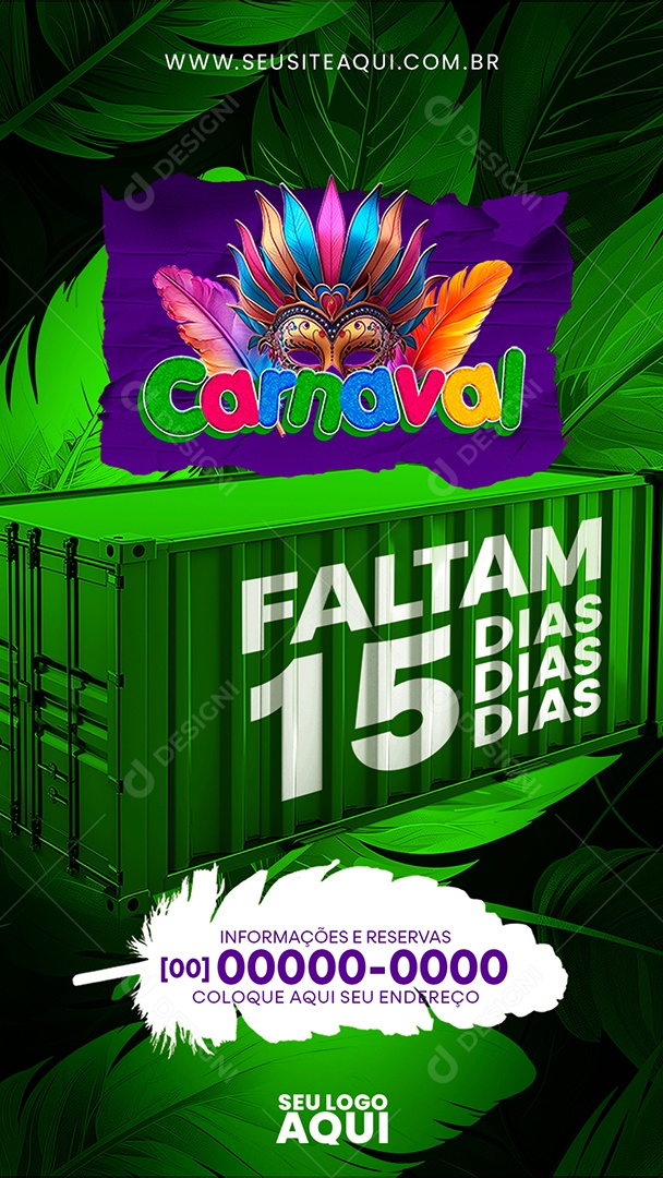 Story Carnaval Faltam 15 Dias Social Media PSD Editável