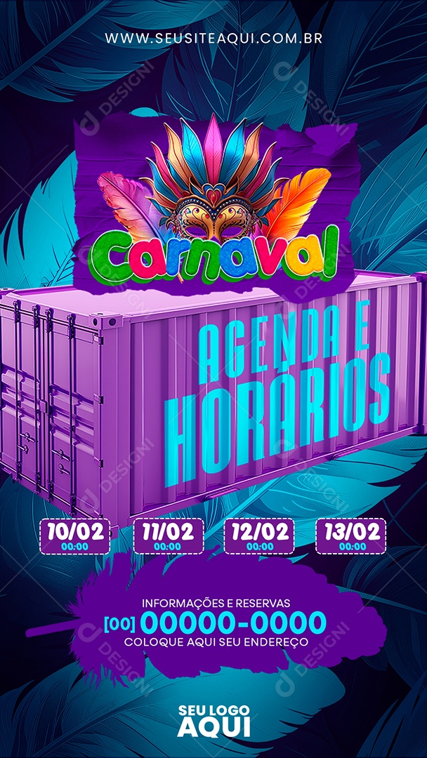 Story Carnaval  Agenda e Horários Social Media PSD Editável