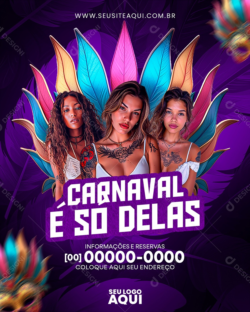 Carnaval é só Delas Social Media PSD Editável