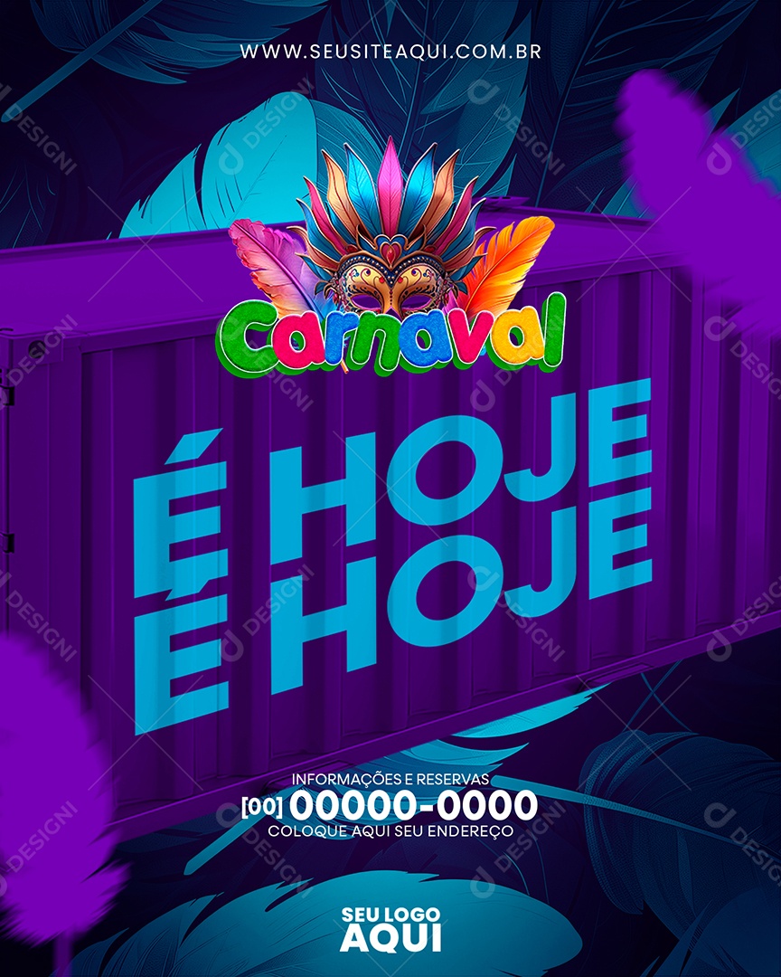 Carnaval é Hoje Informações e Reservas Social Media PSD Editável