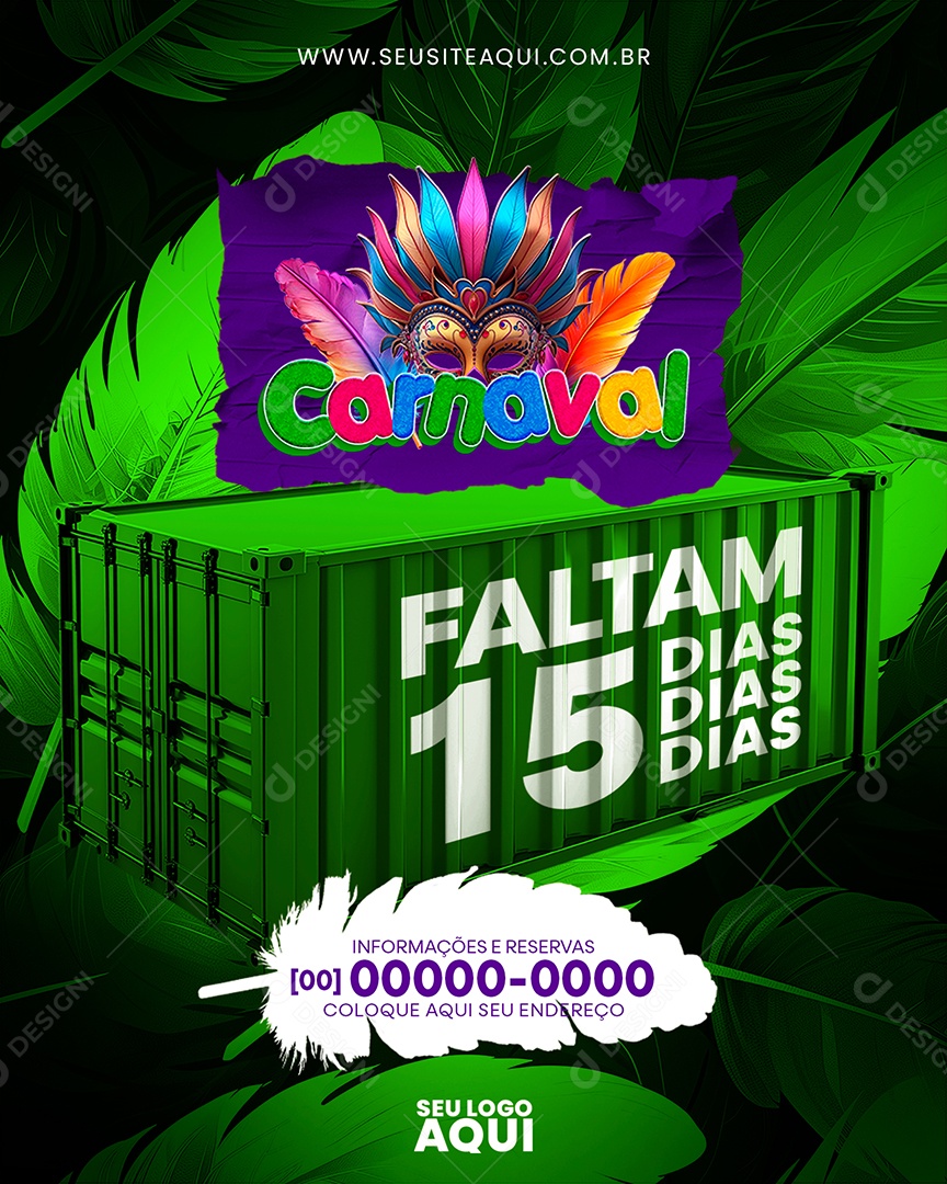 Carnaval Faltam 15 Dias Social Media PSD Editável