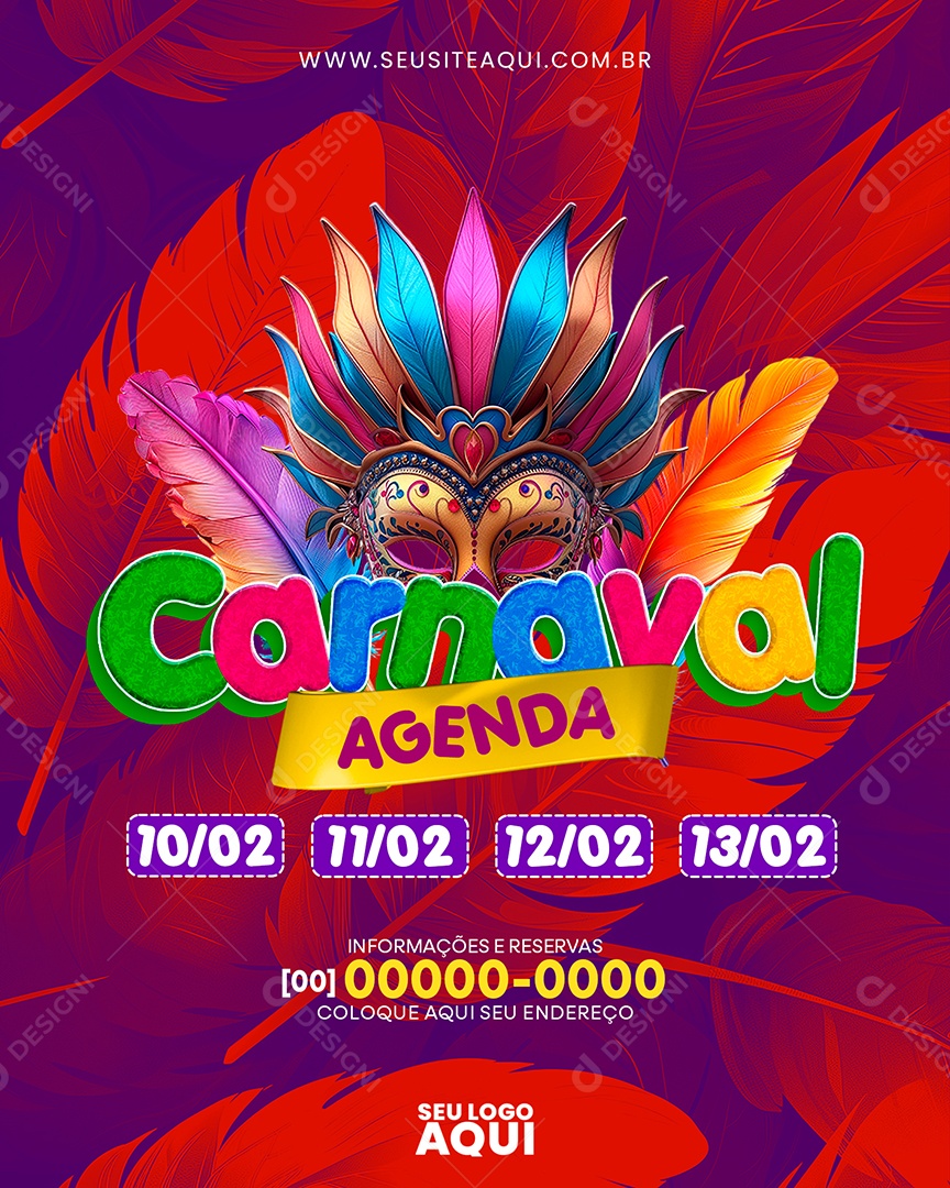Carnaval  Agenda Social Media PSD Editável