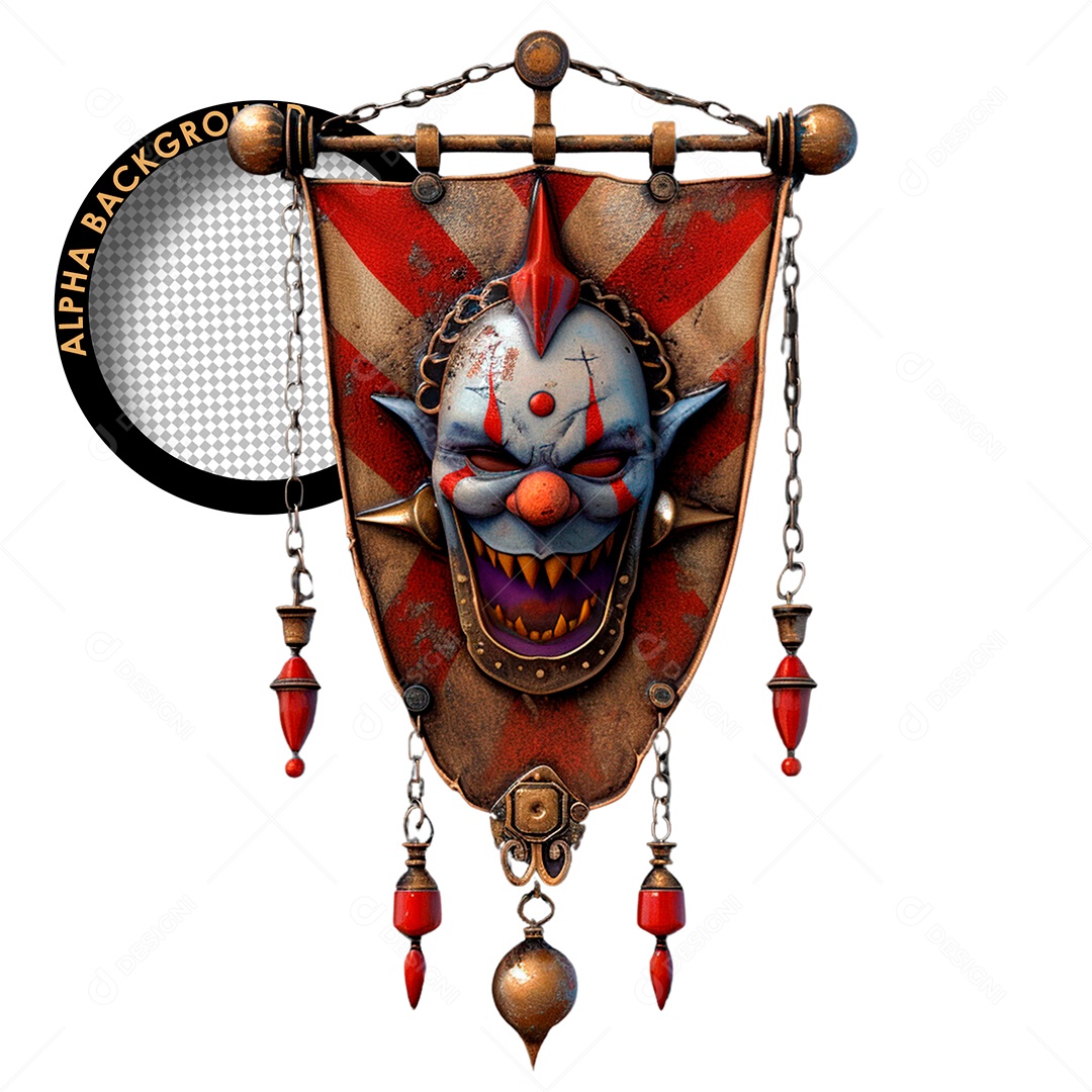 Elemento 3D Bandeira de Carnaval Colorida para Composição PSD