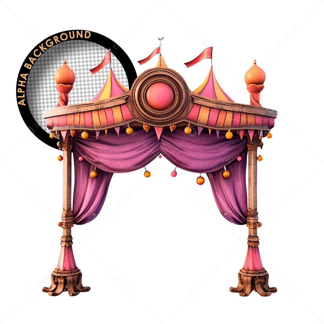 Elemento 3D Lona de Carnaval Colorida para Composição PSD