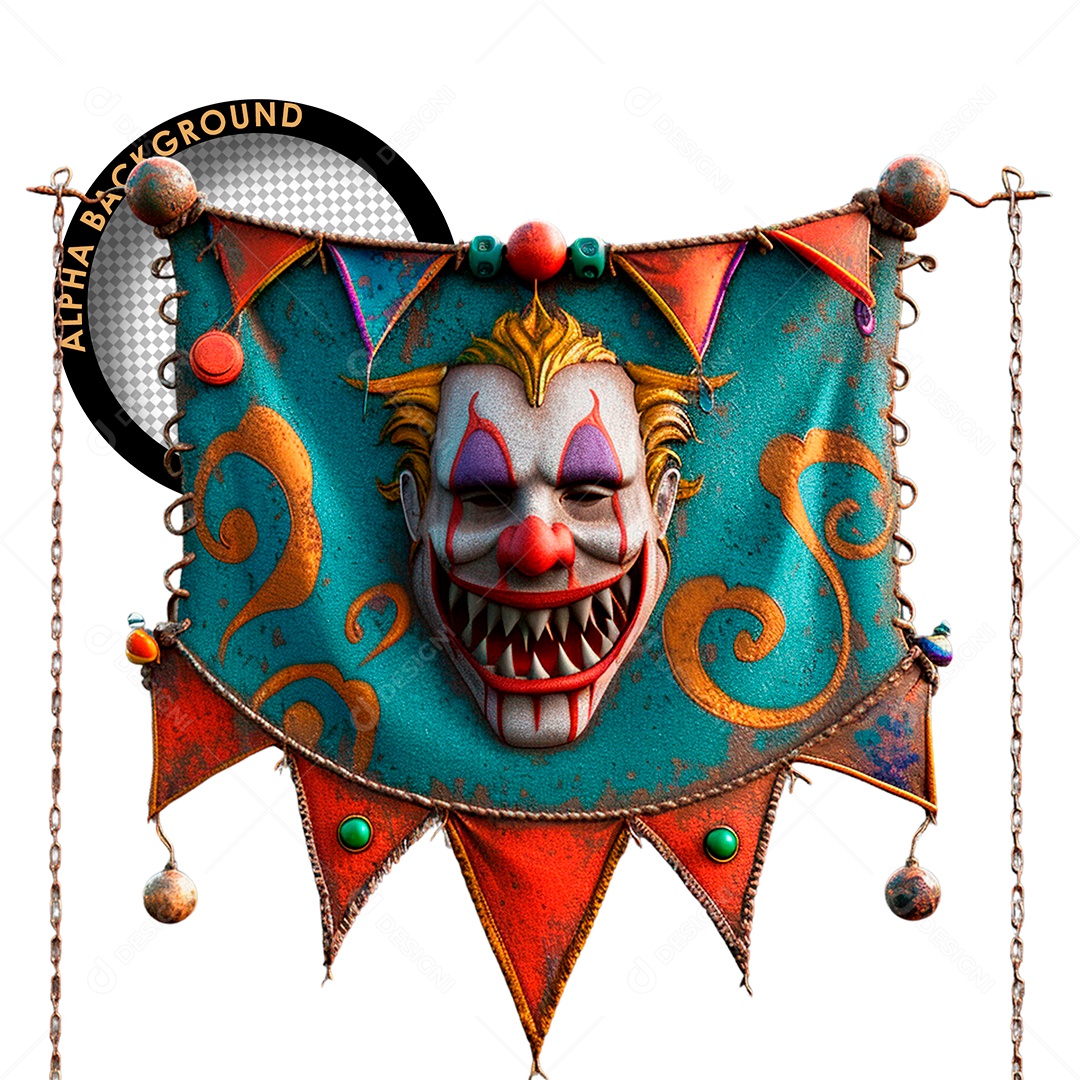 Elemento 3D Lona de Carnaval Colorida para Composição PSD