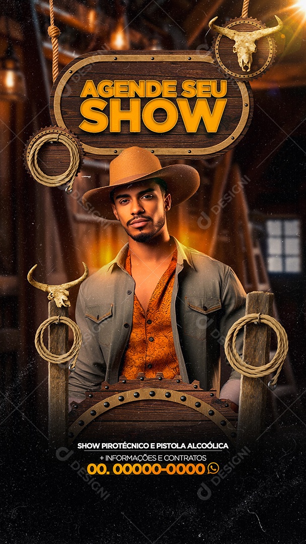 Story Social Media Flyer Agende seu Show PSD Editável