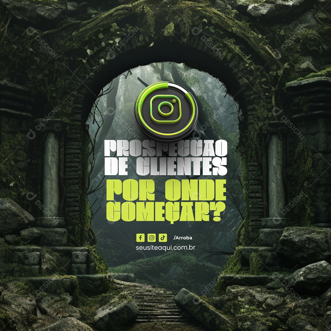 Marketing Digital Prospecção de Cliente por Onde Começar Social Media PSD Editável