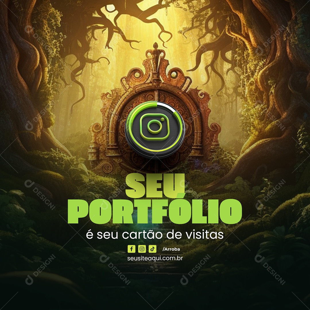 Marketing Digital Seu Portfólio é seu cartão de visitas Social Media PSD Editável