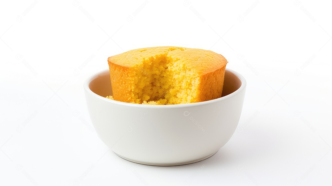 Pão de milho em uma tigela isolado em fundo branco
