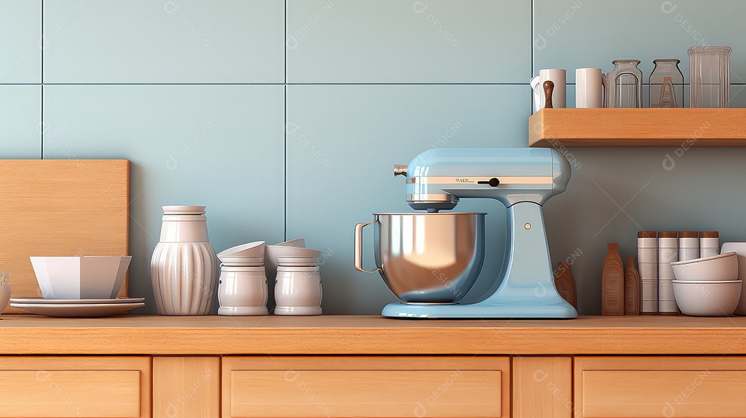 Misturador de cozinha em interior de cozinha moderna