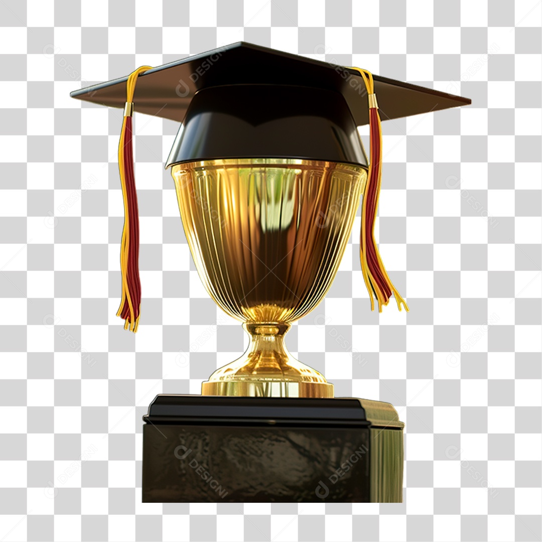 Chapéu  de Formatura no Troféu PNG Transparente
