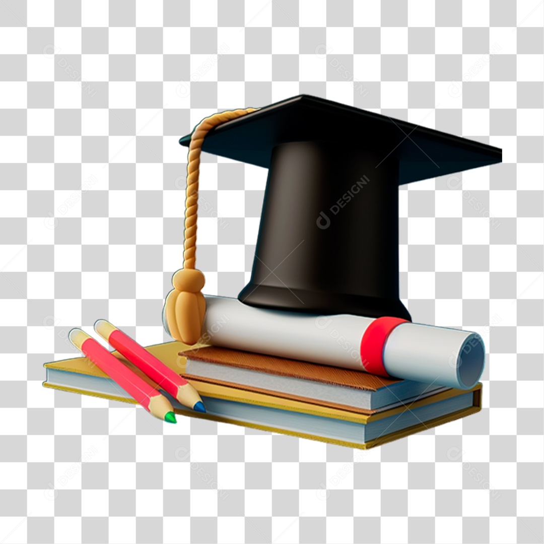 Caderno Lápis com Chapéu Formatura PNG Transparente
