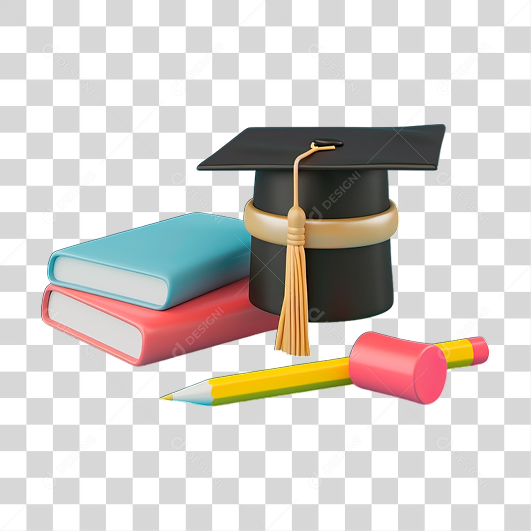 Lápis com Chapéu Formatura PNG Transparente