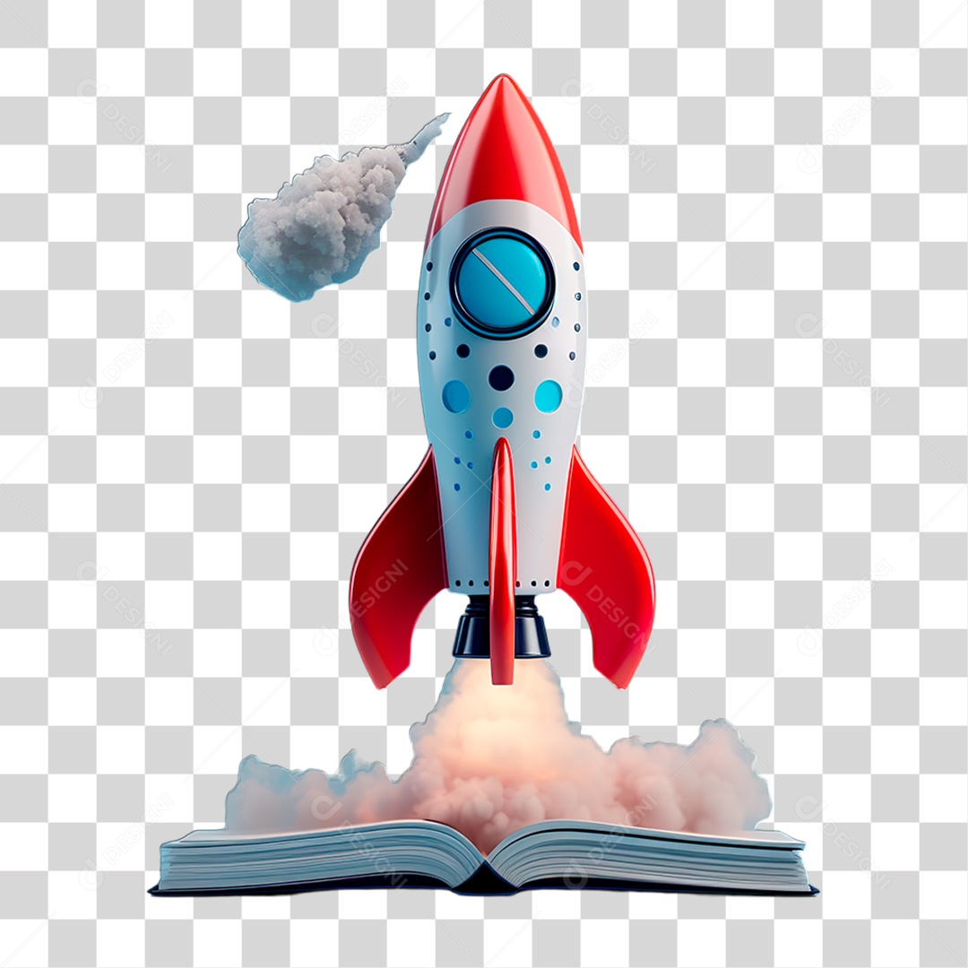 Livro com Foguete PNG Transparente