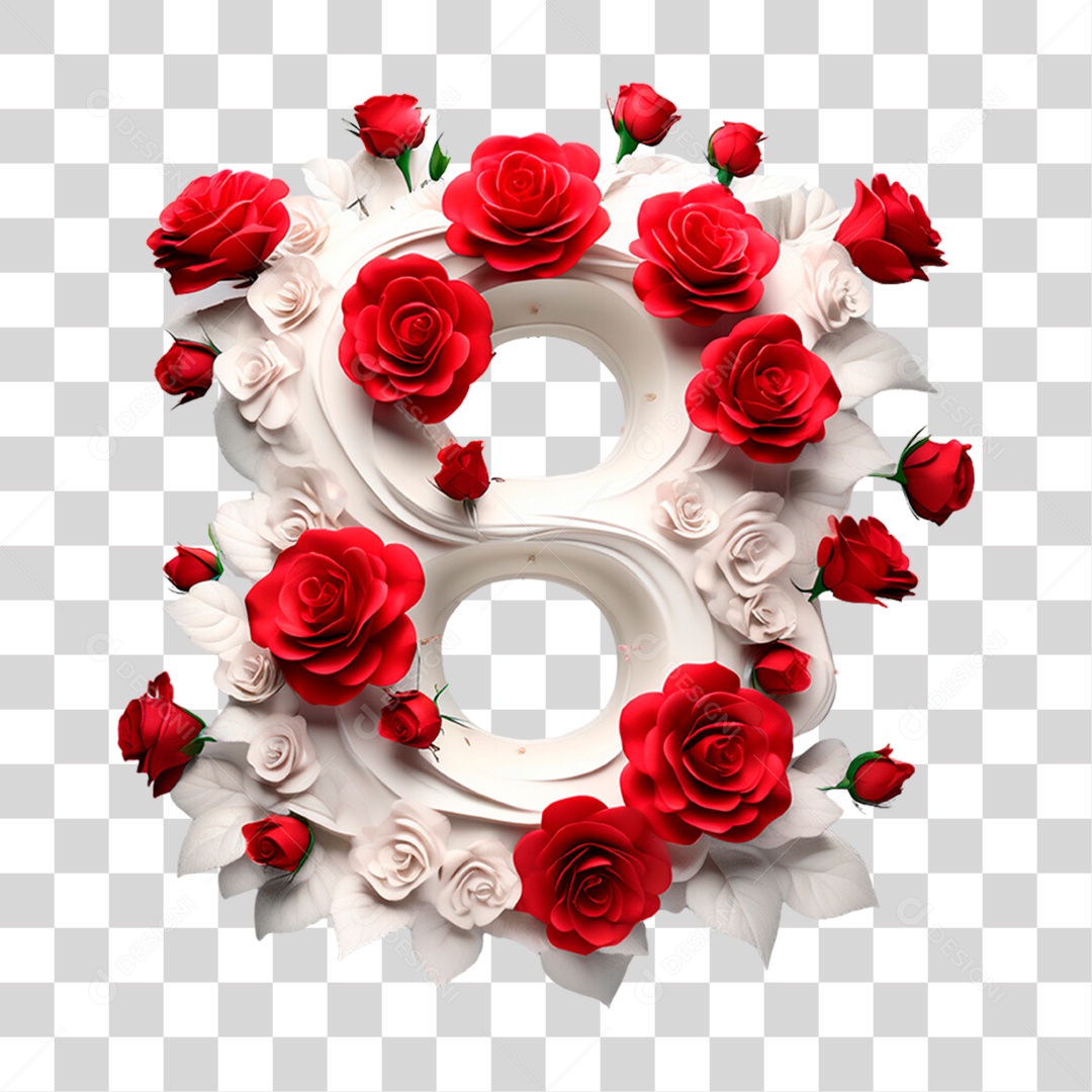 Elemento 3D Número 8 PNG Transparente