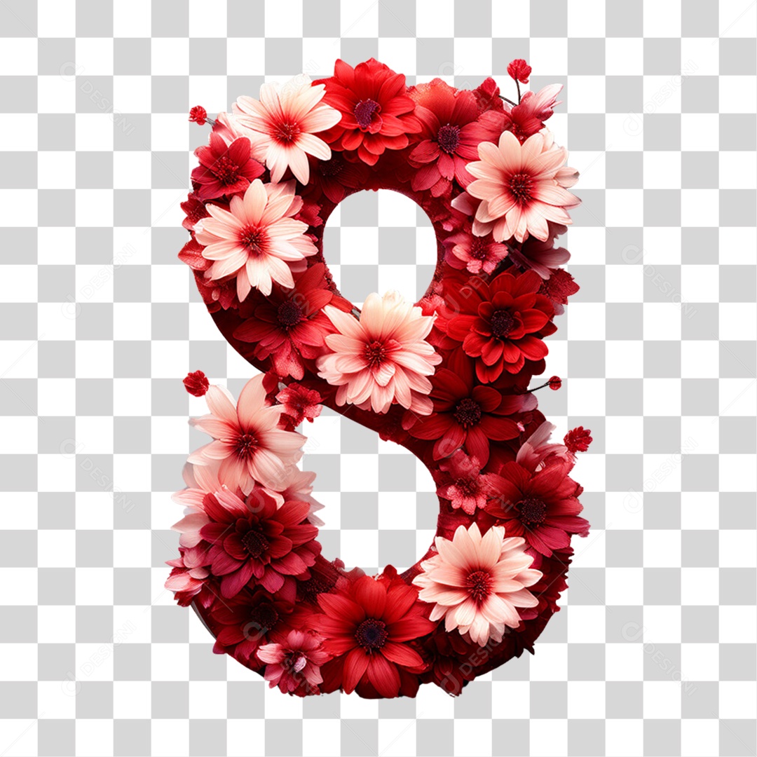 Elemento 3D Número 8 PNG Transparente