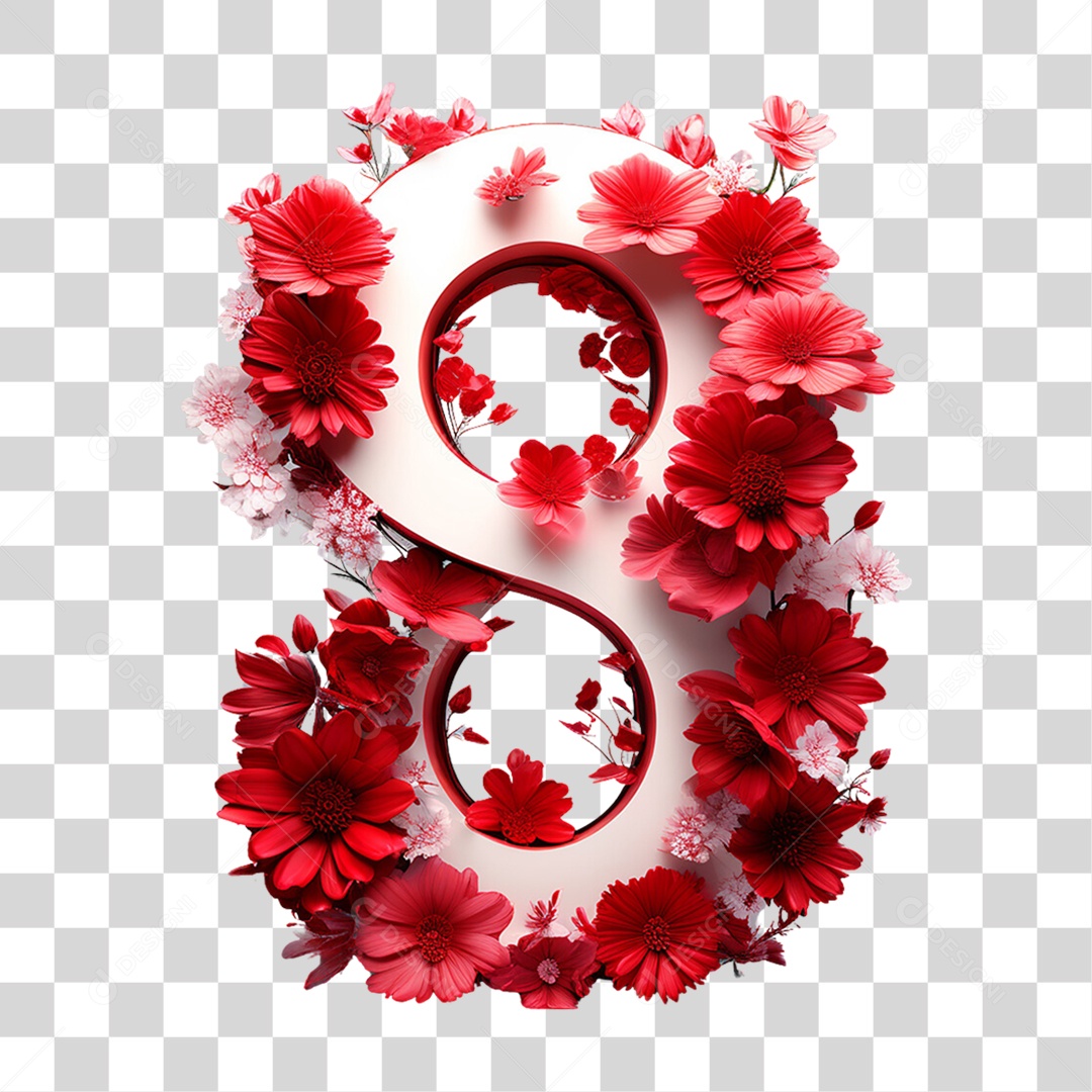 Elemento 3D Número 8 PNG Transparente