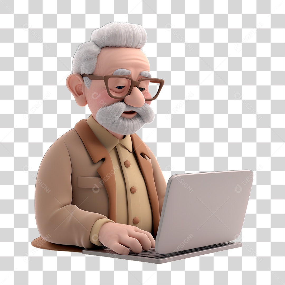 Senhor com Laptop PNG Transparente