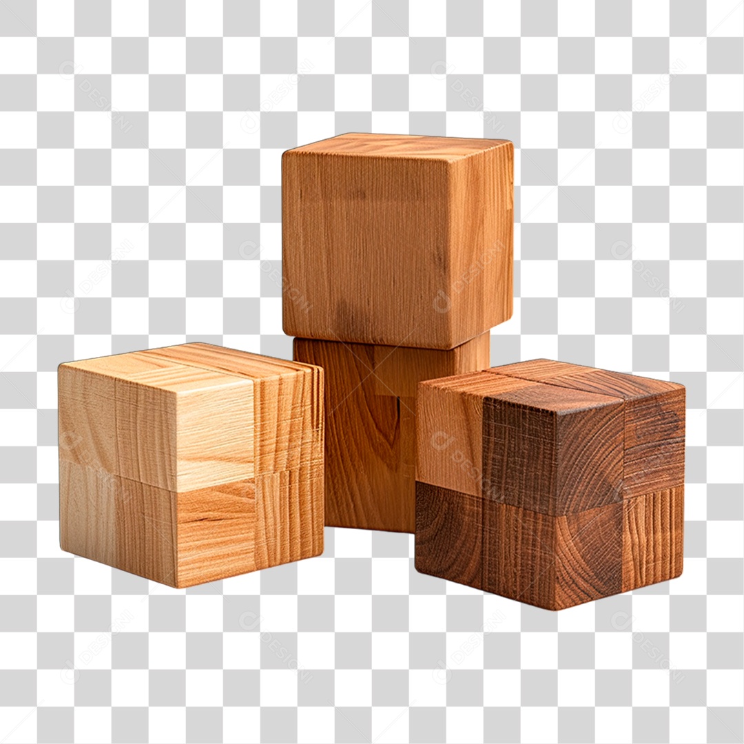 Cubo de Madeira PNG Transparente