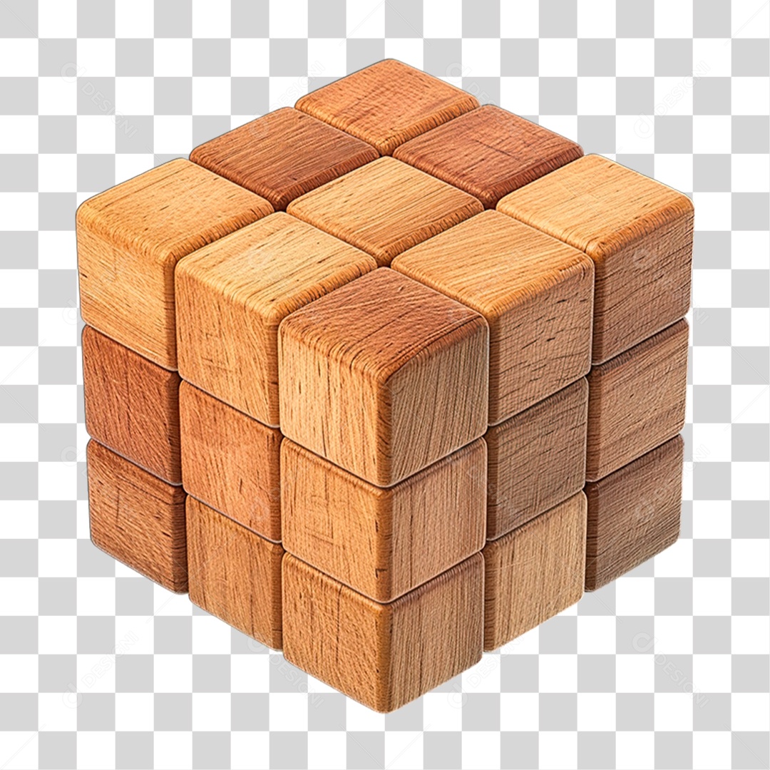 Cubo Magico de Madeira PNG Transparente