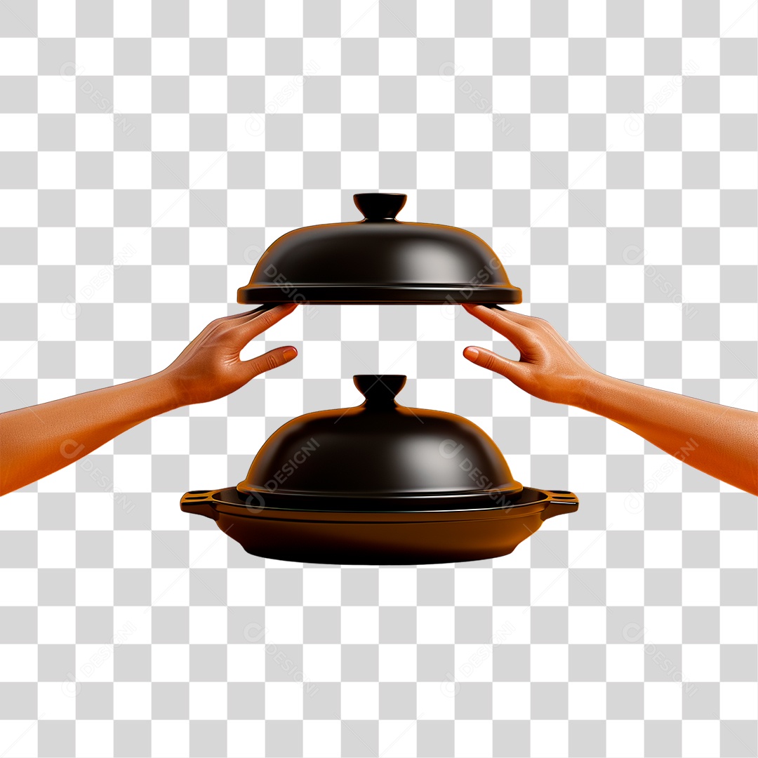 Mãos Segurando Tampa de Panela PNG Transparente