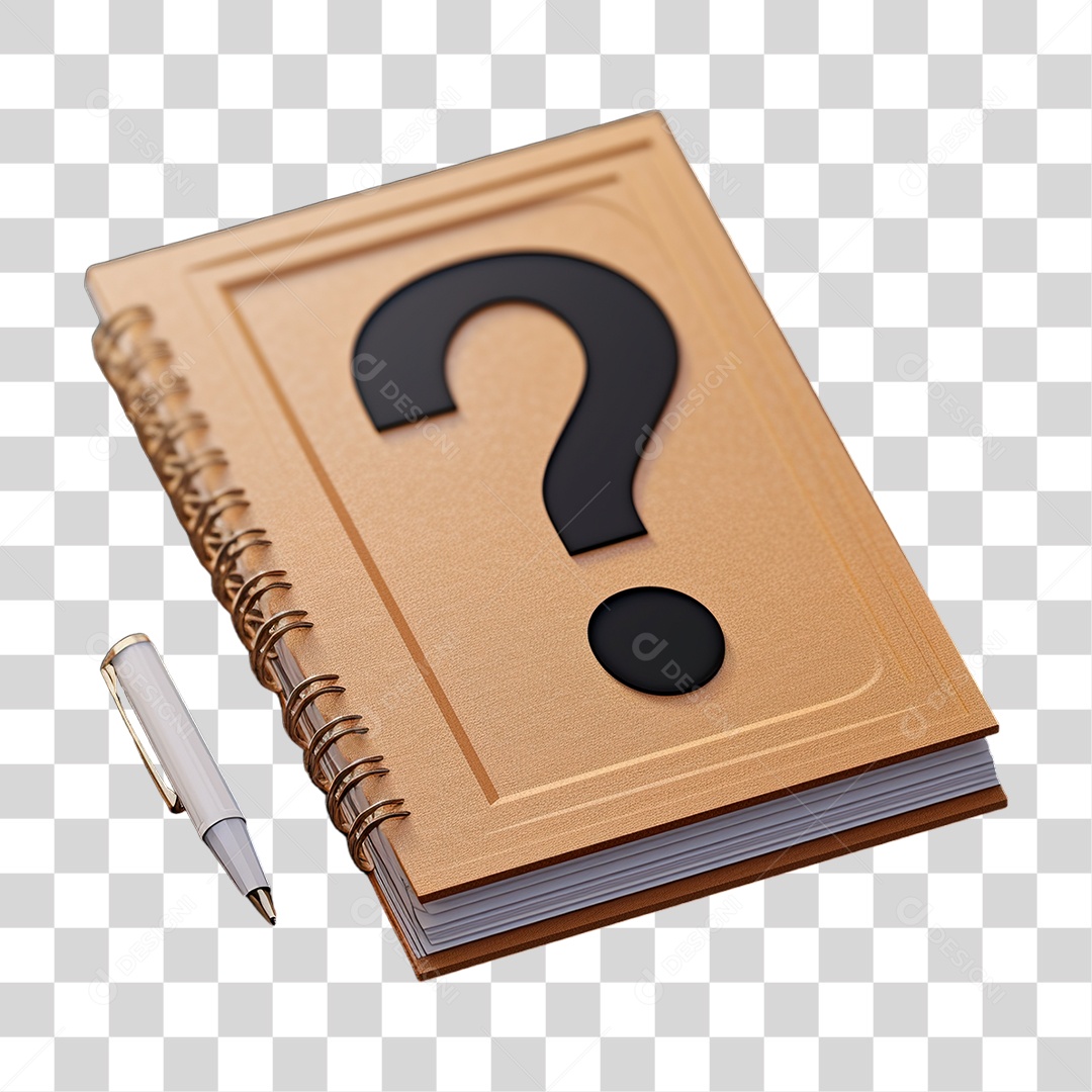 Caderno com Ponto de Interrogação PNG Transparente