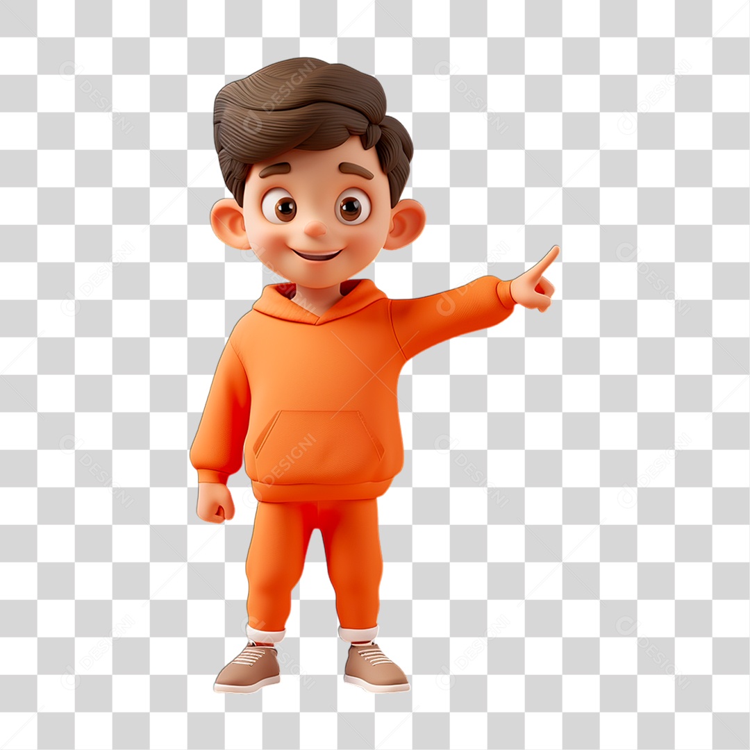 Menino Pontando Dedo Por Lado PNG Transparente