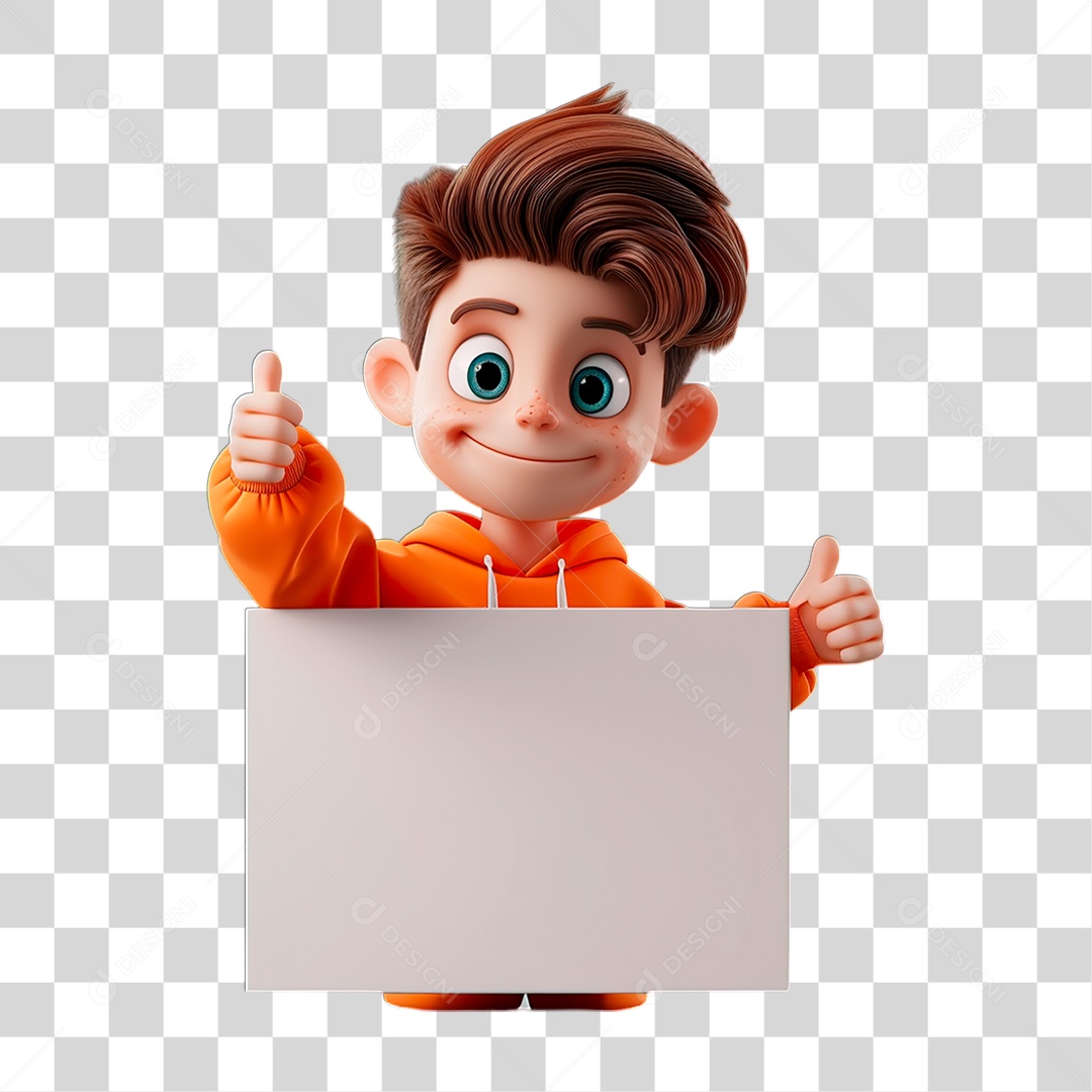 Menino Segurando Quadro PNG Transparente