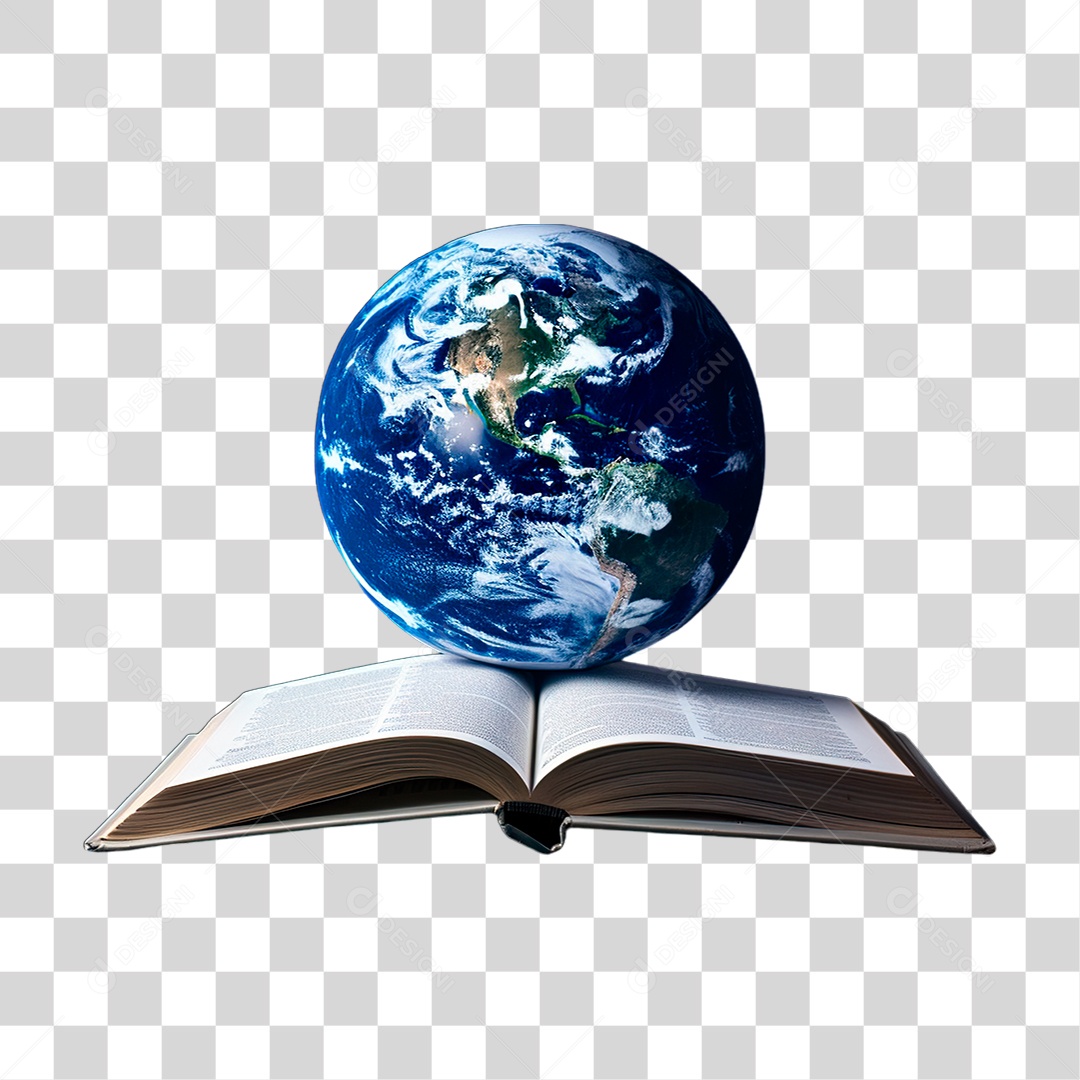 Livro com Planeta Terra PNG Transparente