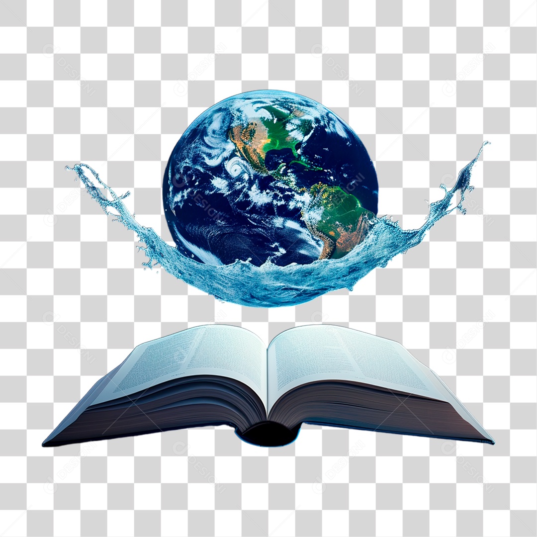 Livro com Planeta Terra PNG Transparente