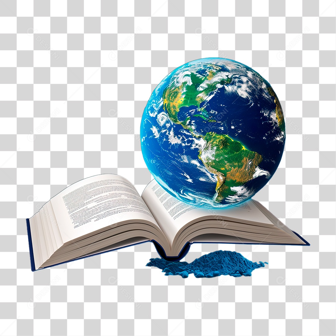 Livro com Planeta Terra PNG Transparente