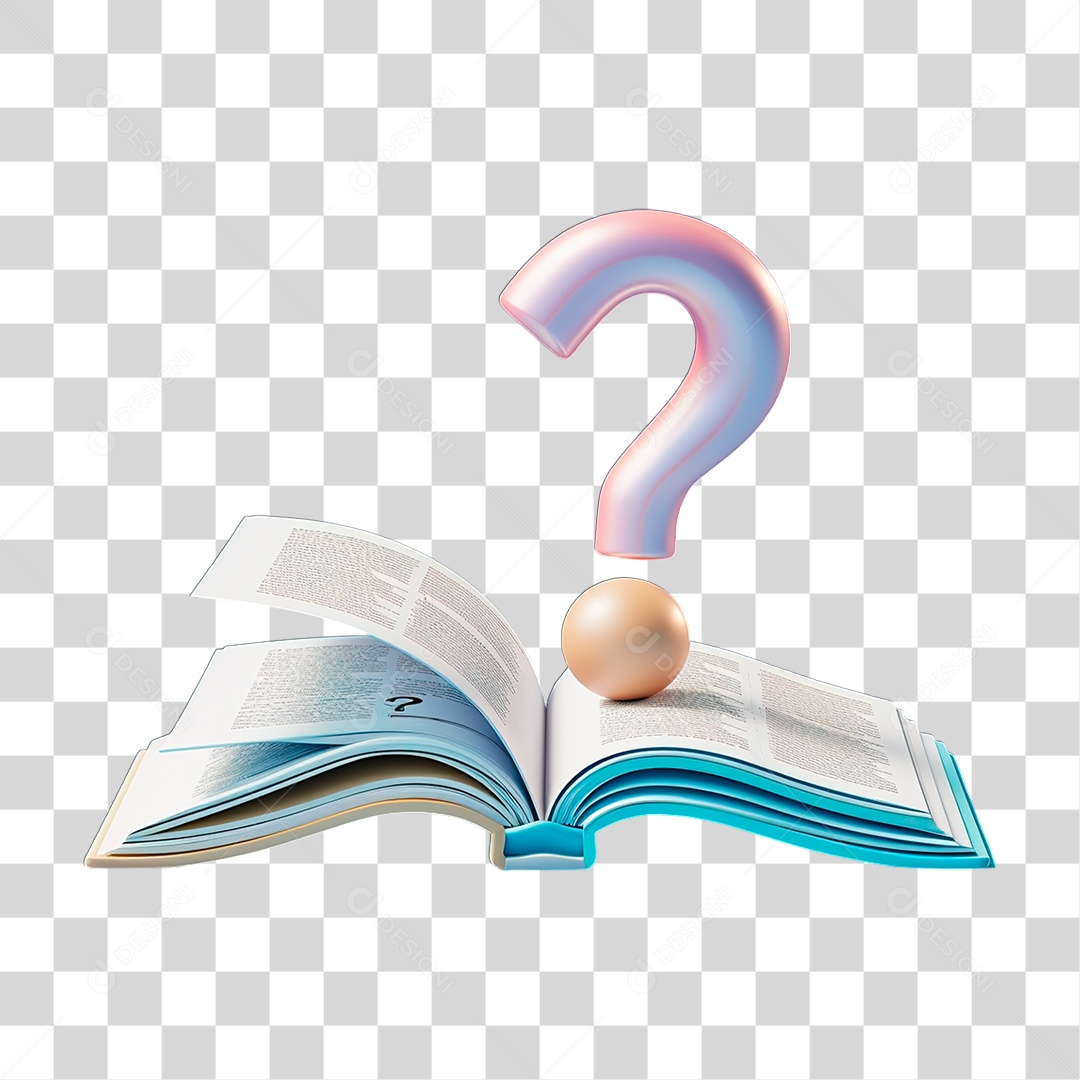 Livro com Ponto de Interrogação PNG Transparente