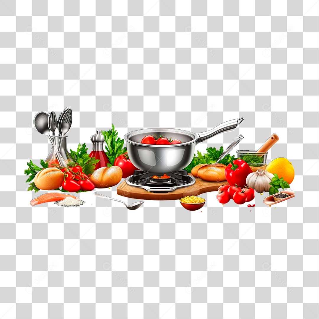 Panela com Legumes PNG Transparente