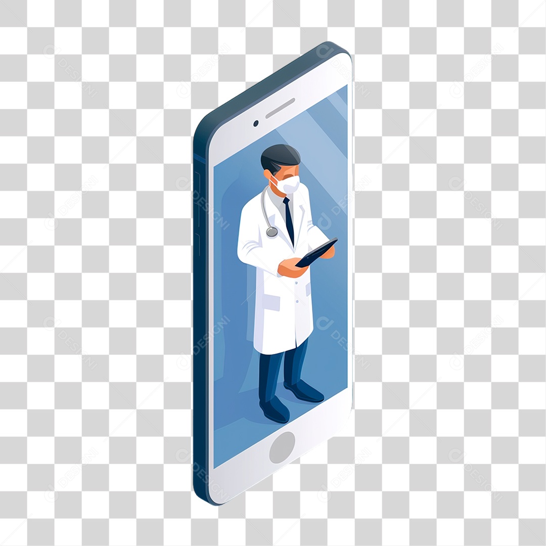 Imagem de um Doutor no Celular PNG Transparente