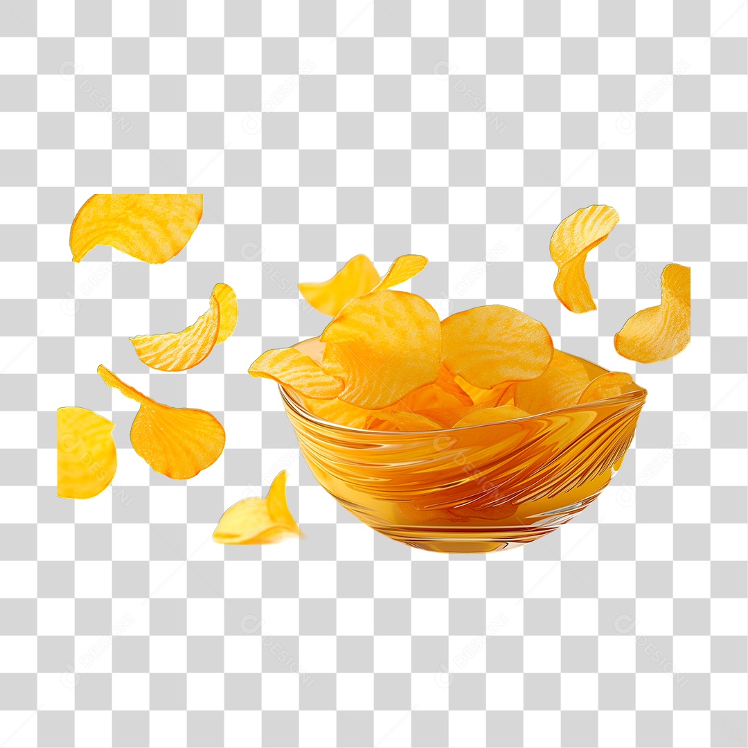 Tigela Batata Chips PNG Transparente