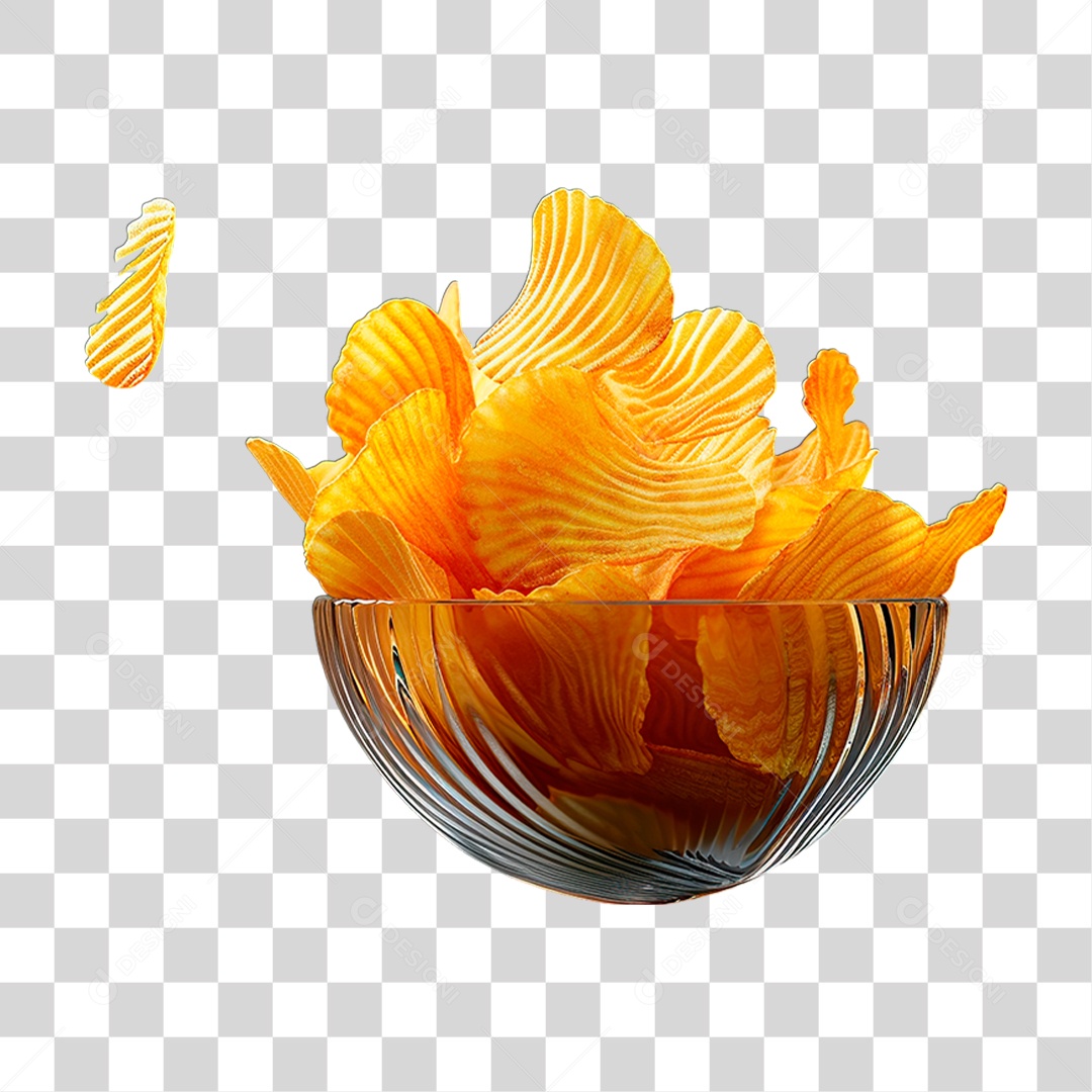 Tigela Batata Chips PNG Transparente